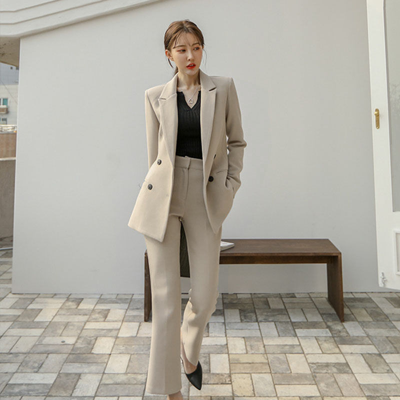 2020 new autumn and winter thickened suit women's Korean temperament slim slim fit ol business suit
