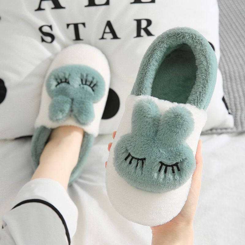 Cotton slippers women's winter bag with indoor anti slip thick soled Plush warm lovely couple's floor moon shoes women