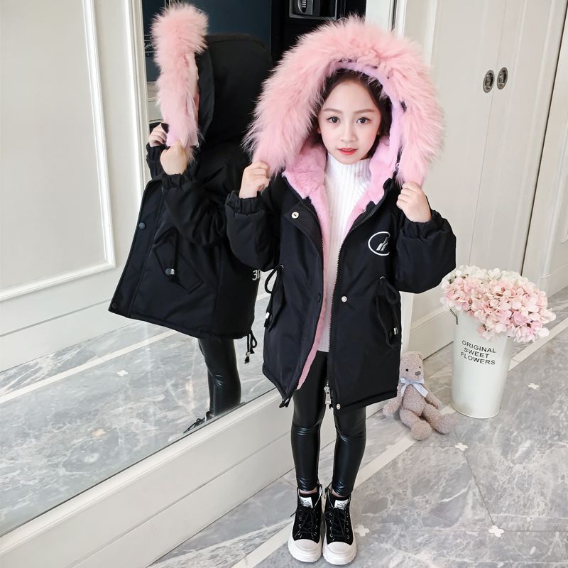 Girls' coat with plush and thickened autumn and winter clothes