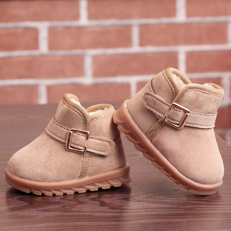 Winter boys and girls antiskid cotton shoes 1-2 years old Plush thickened walking shoes children snow boots baby shoes
