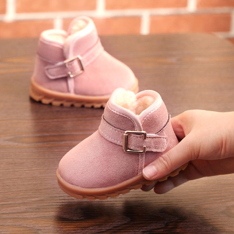 Winter boys and girls antiskid cotton shoes 1-2 years old Plush thickened walking shoes children snow boots baby shoes