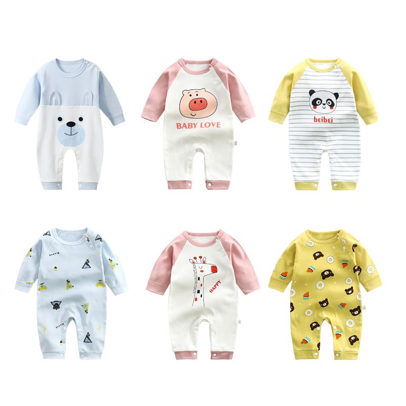 Spring and autumn infant long sleeve one-piece clothes newborn cotton clothes baby clothes baby clothes 3 months 1-year-old autumn and winter