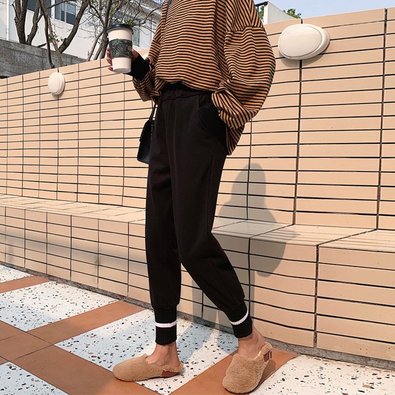 Knitted woolen harem pants women  autumn and winter radish pants wide legs thickened warm loose feet grandma pants