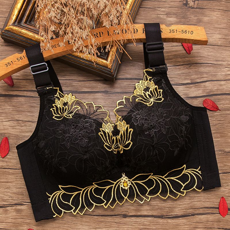 Underwear women gathered small chest thickened adjustable bra sexy embroidery anti-sagging collection sub-breast no steel ring bra winter
