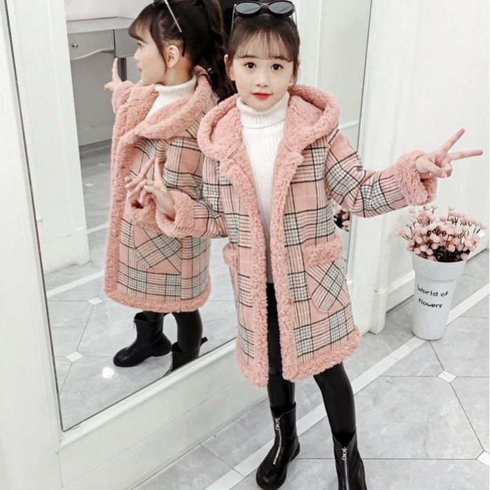 Girl's woolen coat autumn and winter wear foreign style long style children's wear 4 girls eight or nine years old 5 thickened 6 woolen 7 coat