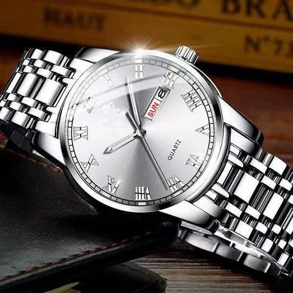 Automatic movement watch men's waterproof luminous double calendar watch men's fashion lovers wrist non mechanical watch