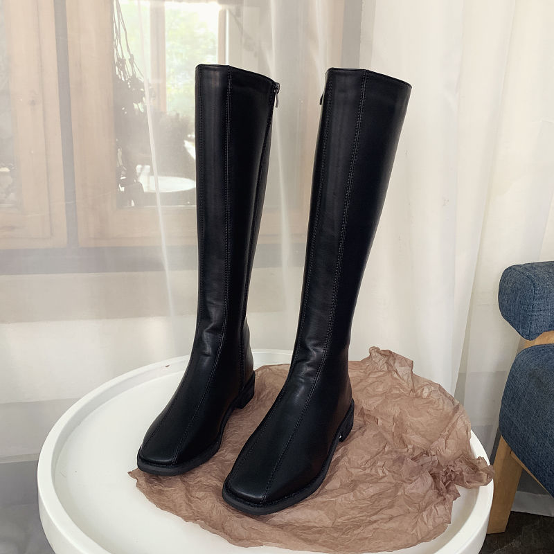 Long boots women's boots winter new autumn winter fashion versatile thick heel high tube boots leather boots winter motorcycle knight boots