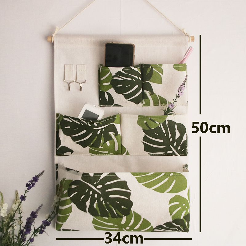 Home storage bag hanging behind the door dormitory multilayer cotton linen cloth wall hanging student Wardrobe Storage large storage
