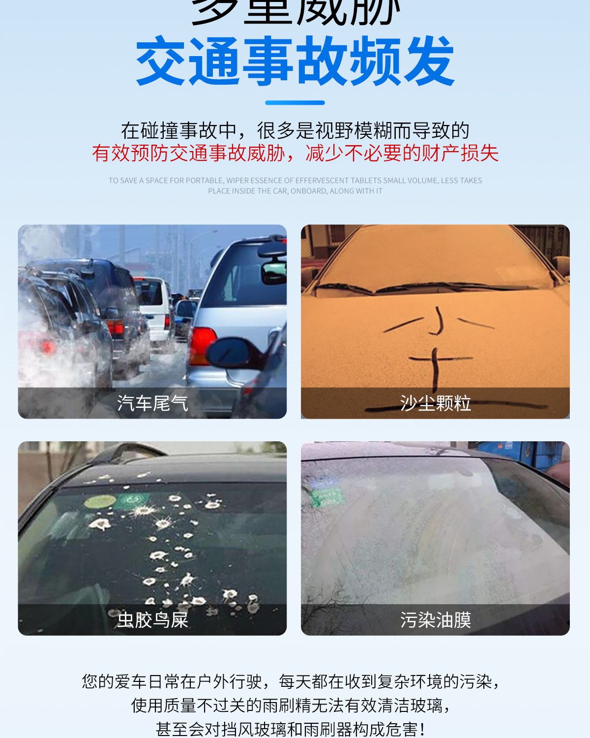 汽车玻璃水固体泡腾片清洗剂四季通用车用浓缩型清洁雨刮水雨刷精