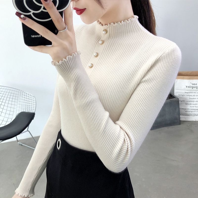 Half high collar long sleeve knitted bottoming shirt women's autumn and winter new 2020 slim knit sweater Pullover foreign style top