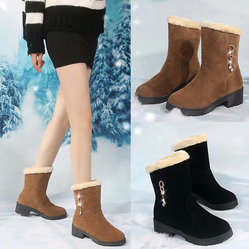 雪地靴女2020新款时尚棉鞋女冬平底加绒中筒靴女冬季百搭靴子女