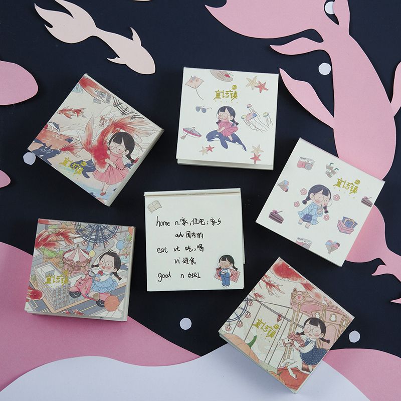 三年二班 麻球童话镇便签本卡通留言便条女生可爱学生考研备忘本
