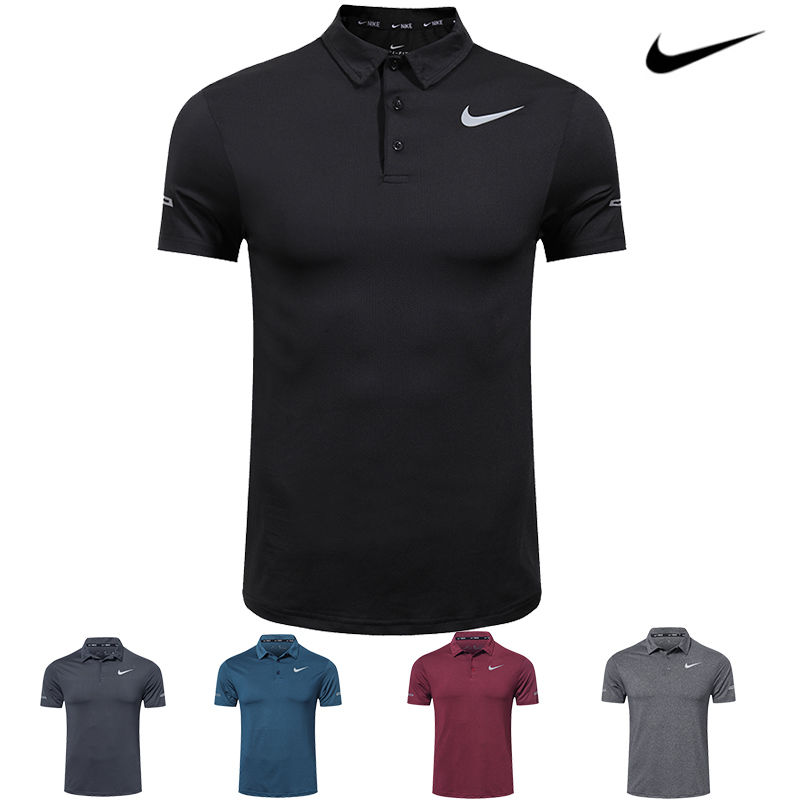 Outdoor sports T-shirt fitness suit Lapel short sleeve quick dry clothes Polo Golf breathable t-shirt men's running training clothes