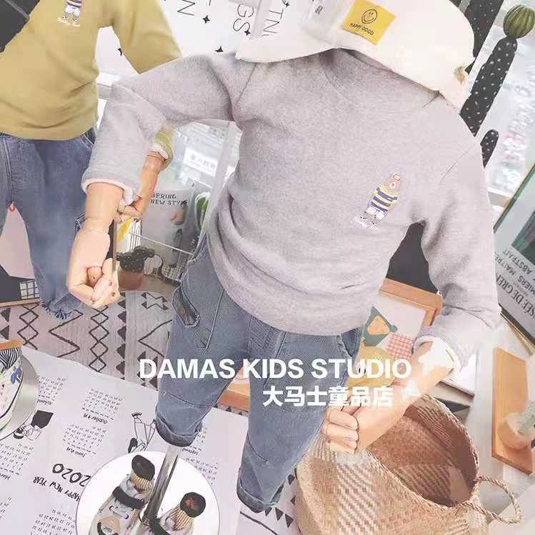 兒童高領打底衫秋冬裝加絨加厚純棉嬰兒保暖上衣男女童加絨打底衫