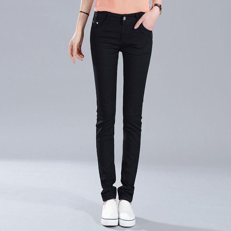 Cotton white jeans women's pencil pants spring and autumn Korean version ladies slim slim all-match pencil pants long pants