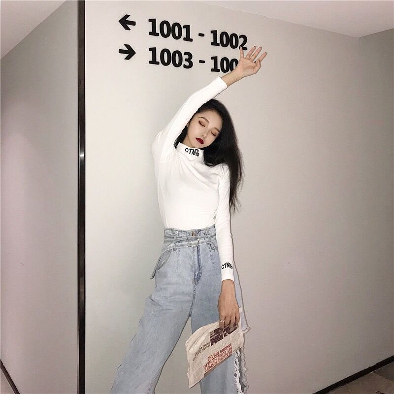 Spring and autumn thin section outerwear fashion tight high-necked t-shirt female students winter warm inner long-sleeved self-cultivation bottoming shirt