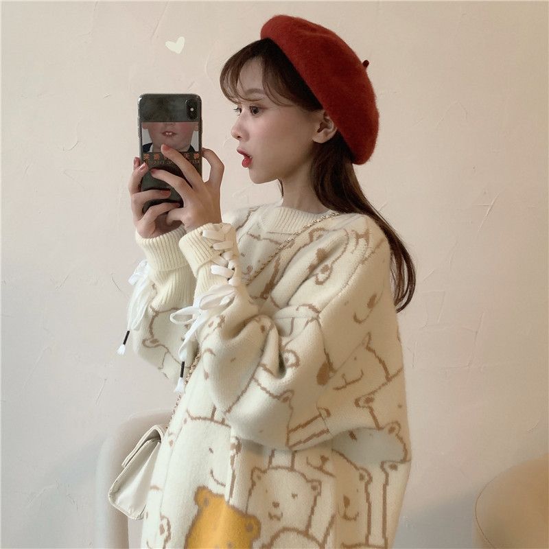 Autumn and winter sweater women's new style Korean version loose student net red pullover fashionable and lazy wearing sweater jacket female winter