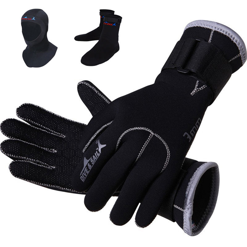 Genuine 3mm diving gloves, winter swimming gloves, socks, non-slip warm foot covers, neoprene material rescue supplies