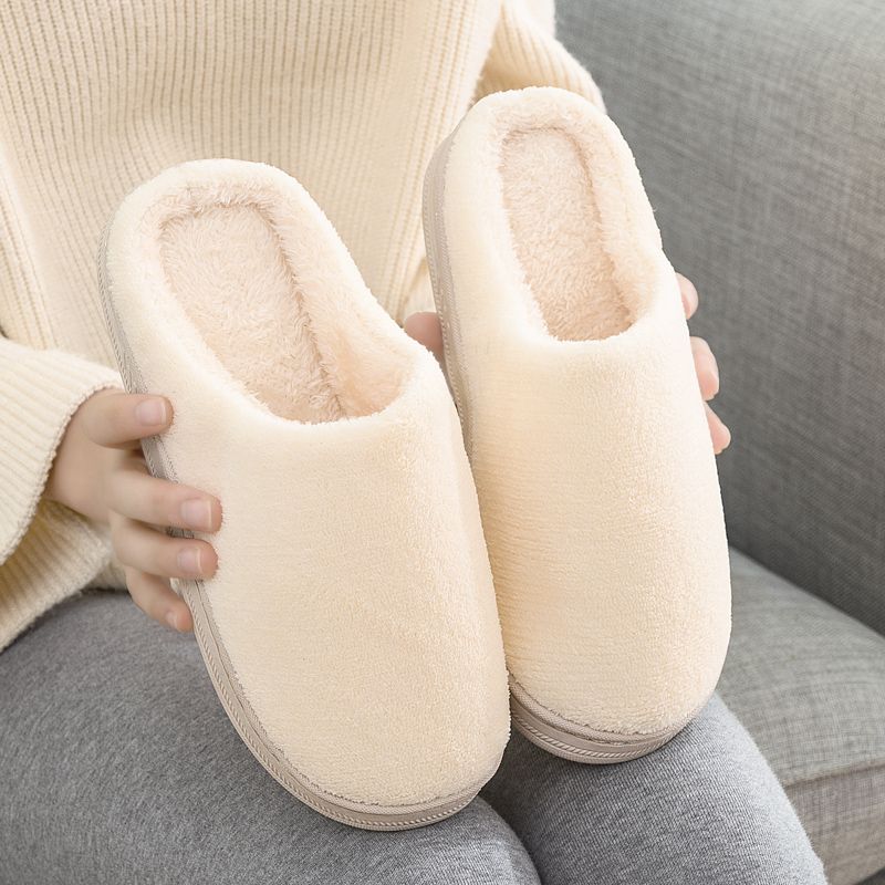 Cotton slippers women's bag with lovers thick soled winter confinement home warm indoor anti slip plush slippers men's winter