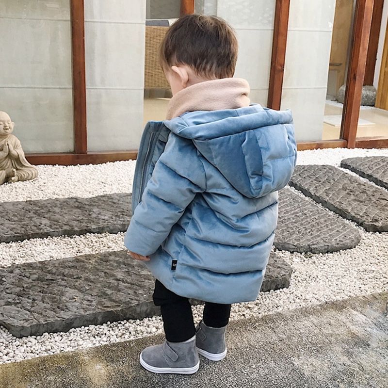 Clearing warehouse golden velvet children's cotton padded jacket winter thickening warm baby girl's cotton padded jacket boy's cotton padded jacket hooded foreign style coat