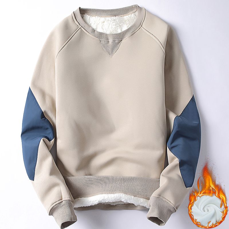 Winter heavy Plush Crew Neck Long Sleeve bottoming shirt men's warm clothes t-shirt men's fashion sweater student top
