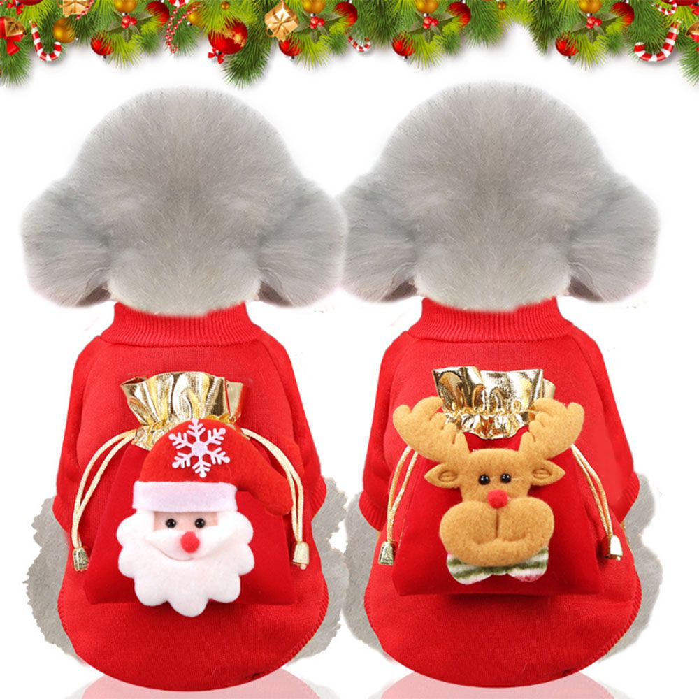 Christmas Dog Clothing cat pet clothing autumn and winter warm fleece sweater supplies Fu pocket old man elk