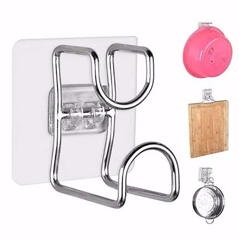 Solid stainless steel washbasin hook multi function non punching wall hanging toilet kitchen bathroom household storage rack