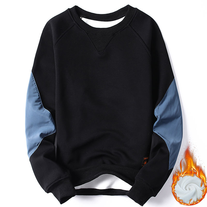 Winter heavy Plush Crew Neck Long Sleeve bottoming shirt men's warm clothes t-shirt men's fashion sweater student top