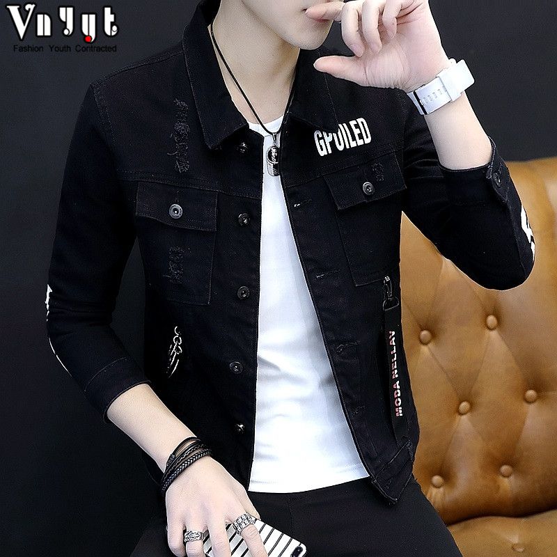 Denim jacket male students Korean style slim trend casual personality handsome denim clothes men's jacket spring and autumn models