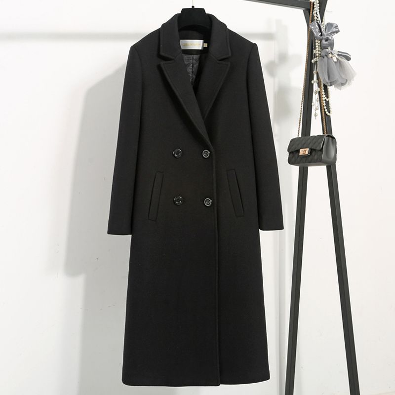 Black woolen coat women's mid-length 2020 autumn and winter new Korean style slim woolen coat autumn and winter versatile thickened