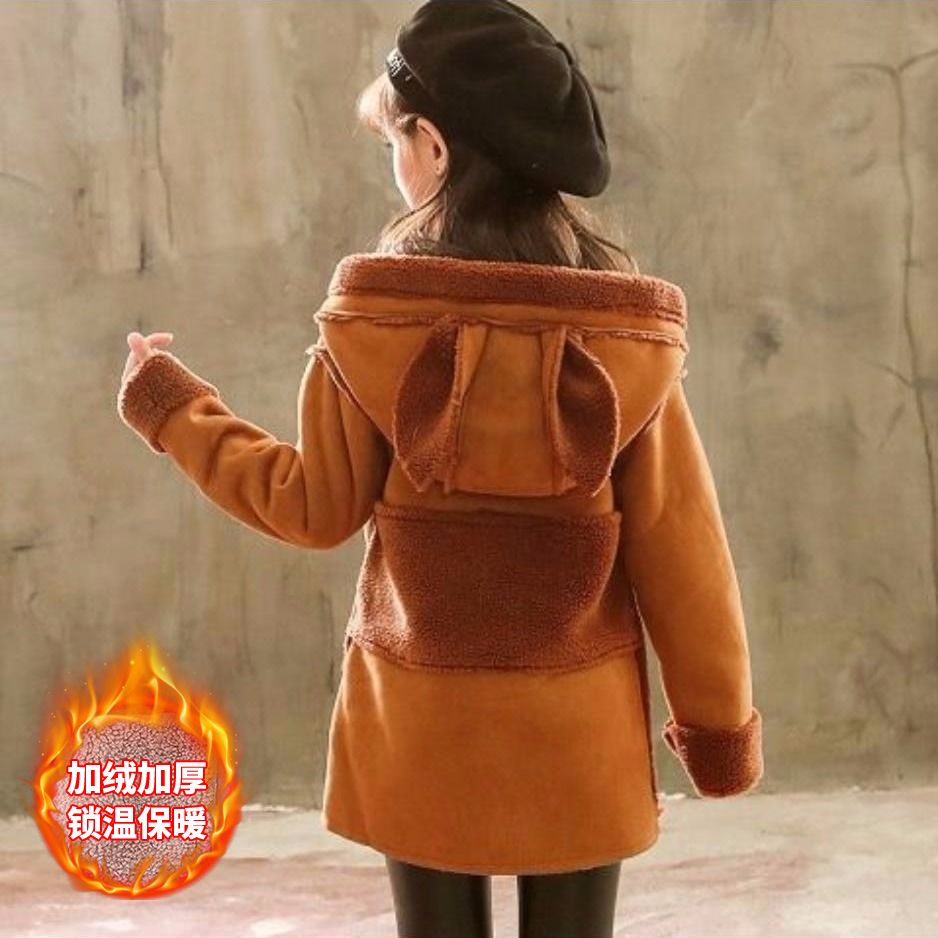 Fine medium length girls' composite coat thickened Korean version 2019 new windbreaker children's coat autumn winter coat
