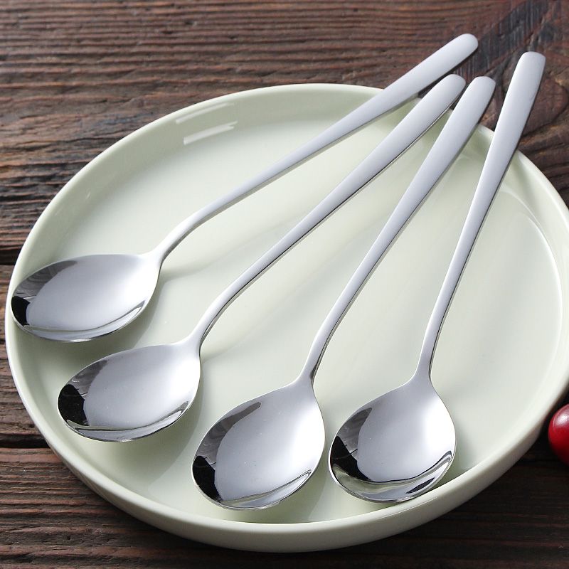 Stainless steel spoon household Korean spoon long handle children's large spoon creative cute eating adult small spoon