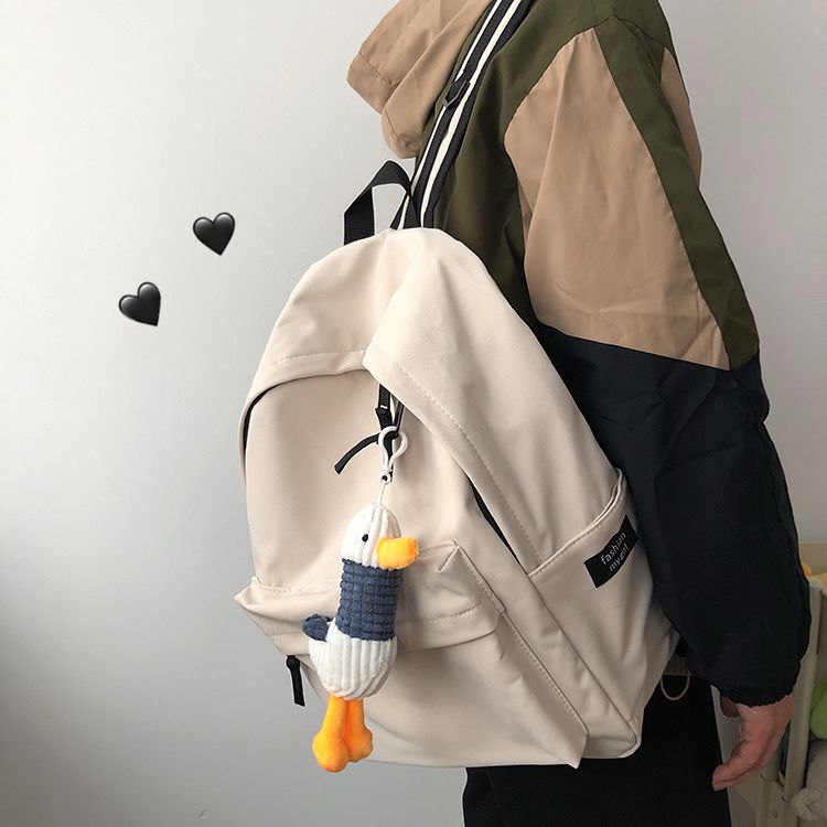 Korean ins style backpack fashion Japanese Harajuku simple versatile schoolbag female ulzzang solid Student Backpack man
