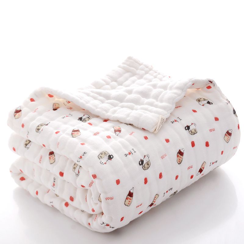 Autumn winter baby bath towel pure cotton six layer gauze bubble gauze quilt