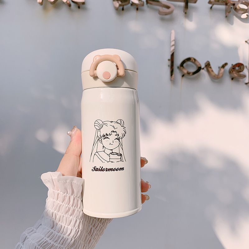 Simple beautiful girl soldier warm cup Korean version lovely stainless steel cup creative trend children's water cup