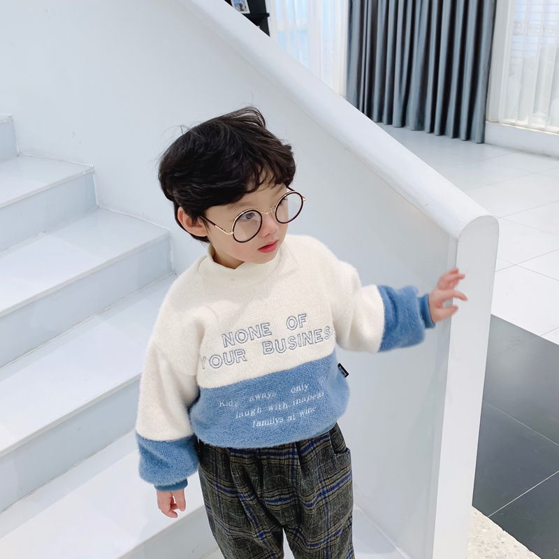 童装2019冬季男宝宝加绒加厚高领卫衣1-2-3岁小童婴儿假两件上衣