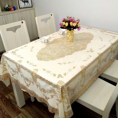欧式烫金餐桌茶几桌布2023新款防水防油防烫免洗家用长方形四方形