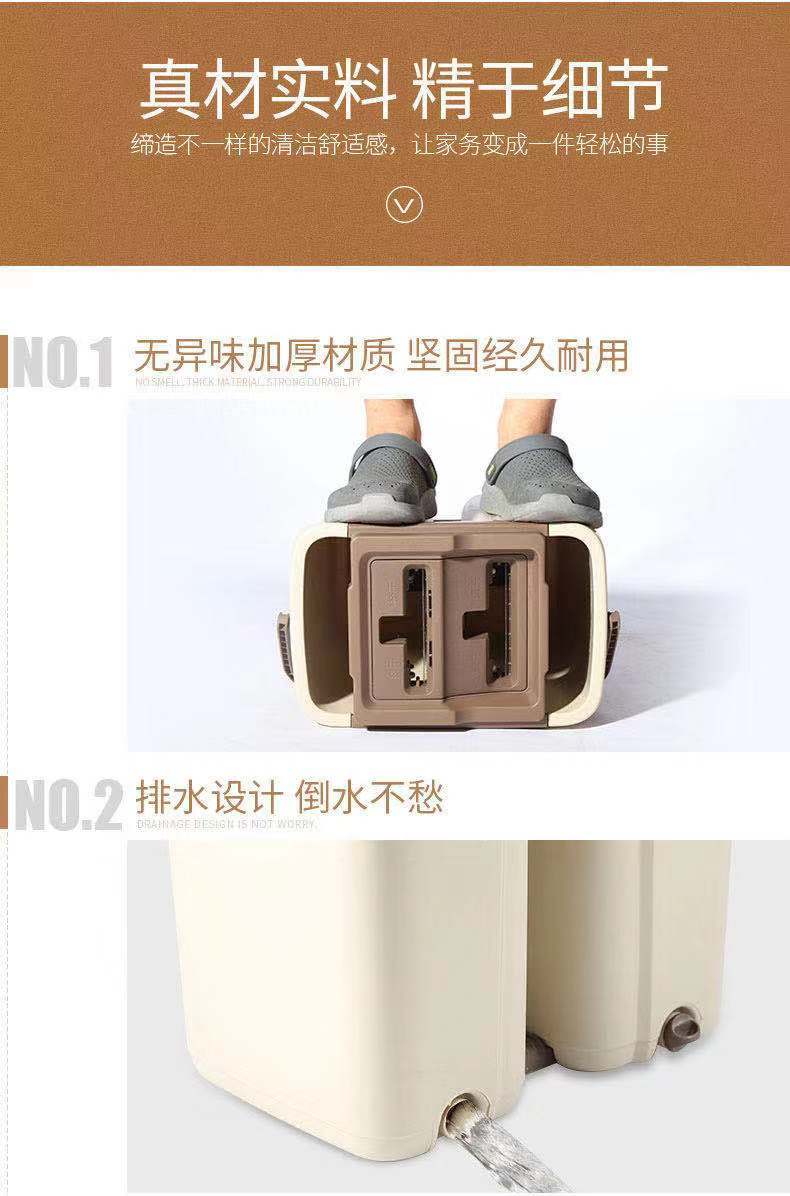 【加厚加大/质保5年】拖把旋转家用好神拖懒人墩布免手洗拖把桶