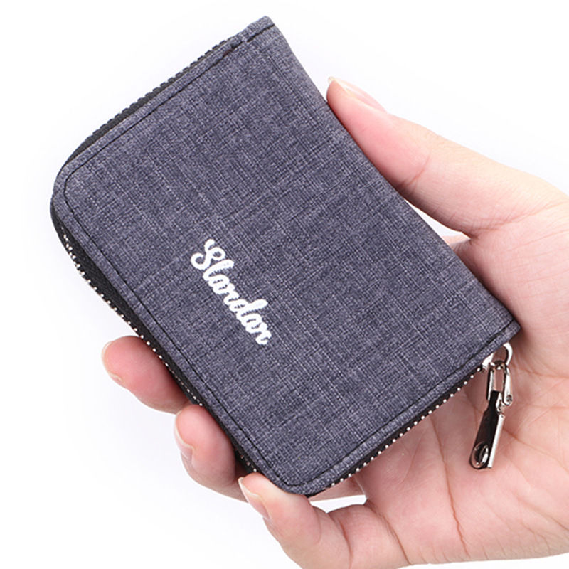 Men's Canvas Card Holder Anti-Degaussing Small and Multi-Functional Multi-Card Driver's License Coin Purse Document All-in-one Bag Women's Fashion