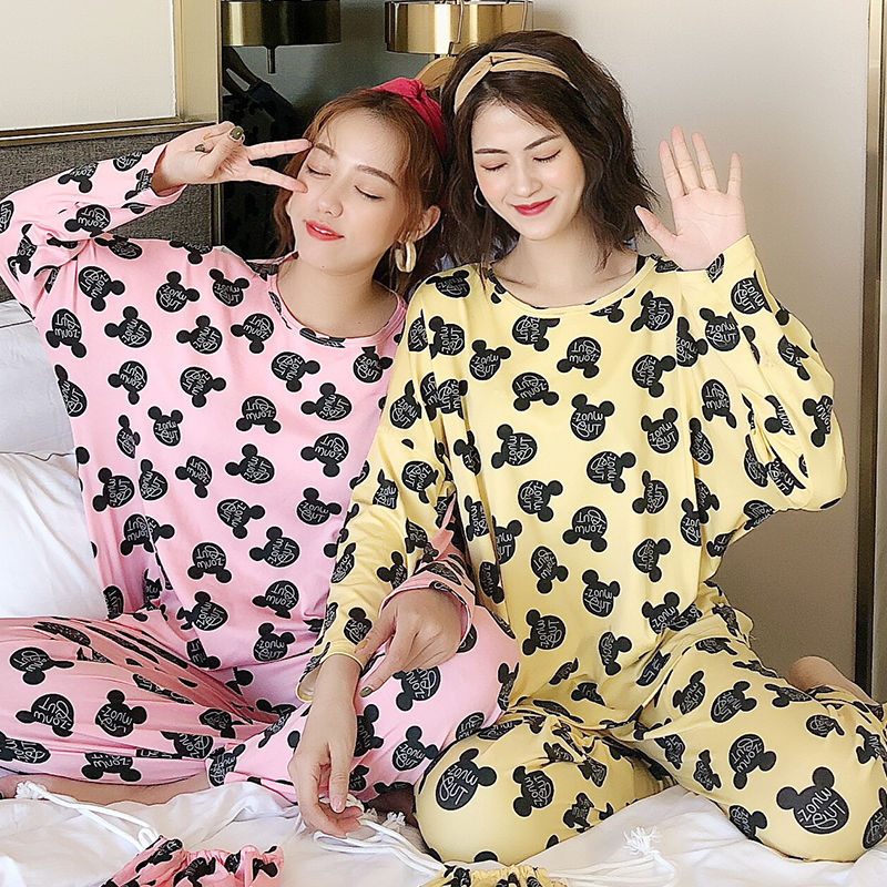 Long sleeve pajamas women's spring and autumn plus size pajamas women's summer and Korean Edition
