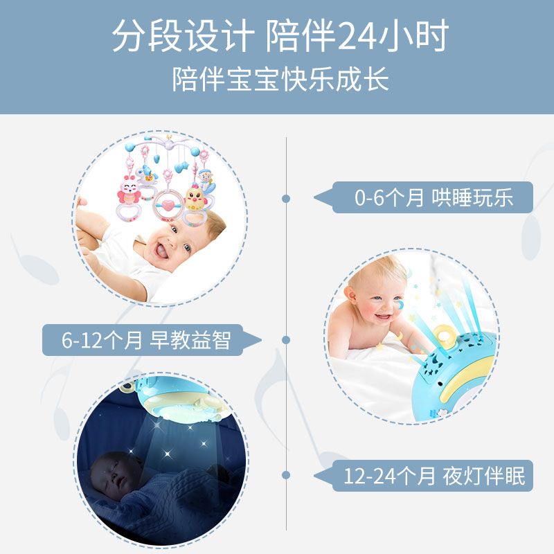 新生儿宝宝床铃半岁安抚婴儿玩具音乐旋转床头铃摇铃挂件男孩女孩