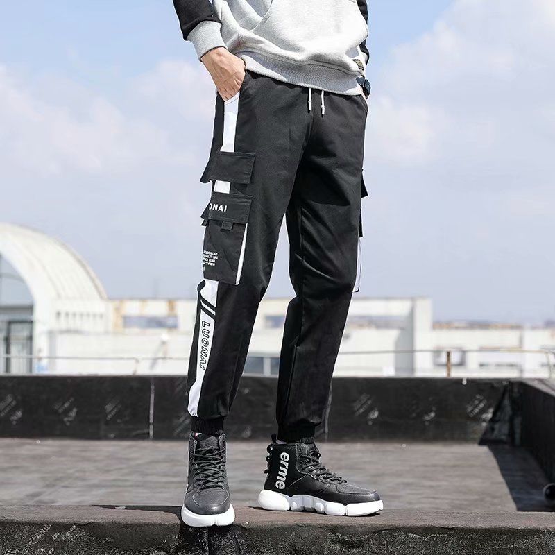 2020 autumn new style overalls men's long pants fashion label nine point Leggings casual Harun trend