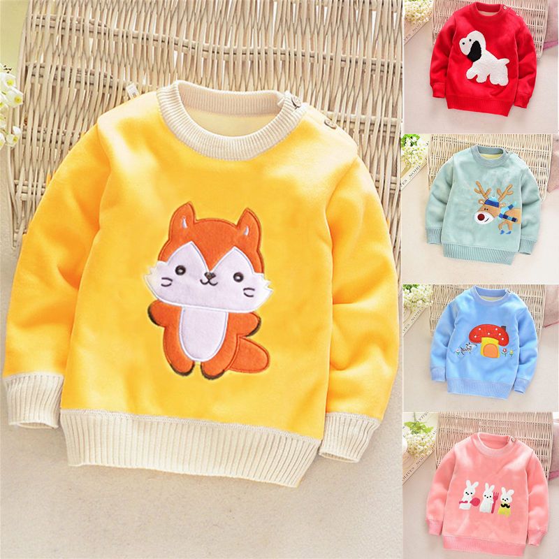 Children's Plush sweater knitwear winter boys and girls double faced fluffy sweater 0-3-5 years old baby's thickened base coat