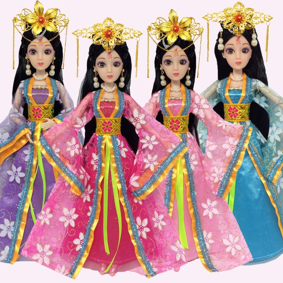 3D真眼芭比娃娃女孩玩具古装嫦娥公主仙子儿童套装仙女换装衣服布