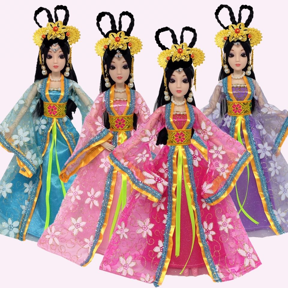 3D真眼芭比娃娃女孩玩具古装嫦娥公主仙子儿童套装仙女换装衣服布