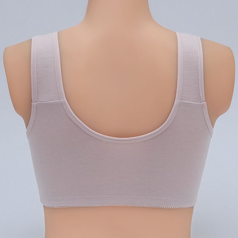 Middle-aged and elderly underwear front buckle pure cotton mother bra without steel ring four seasons square sports sleep vest large size