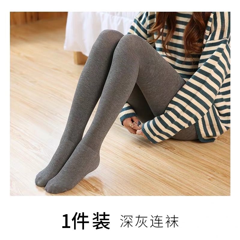 Autumn and winter thickened velvet leggings for women, high-waist outer wear, vertical stripes, slimming, Korean style student warm all-in-one pants