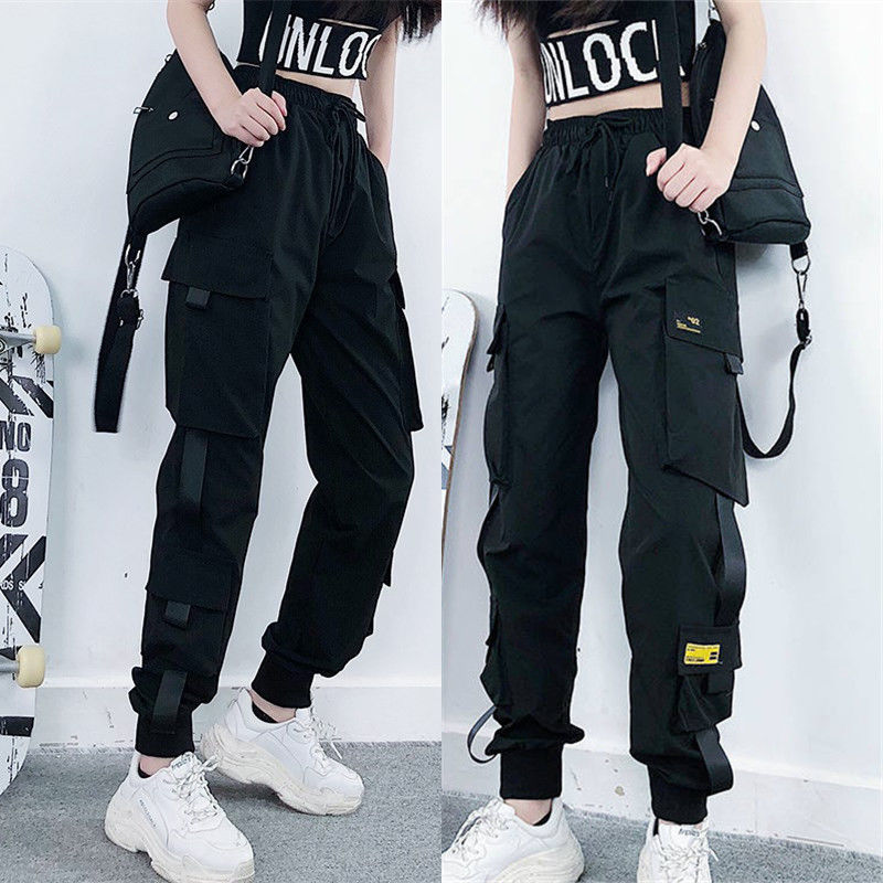 Ins girls handsome BF loose overalls women's Leggings Japanese students pants European and American hip hop CEC