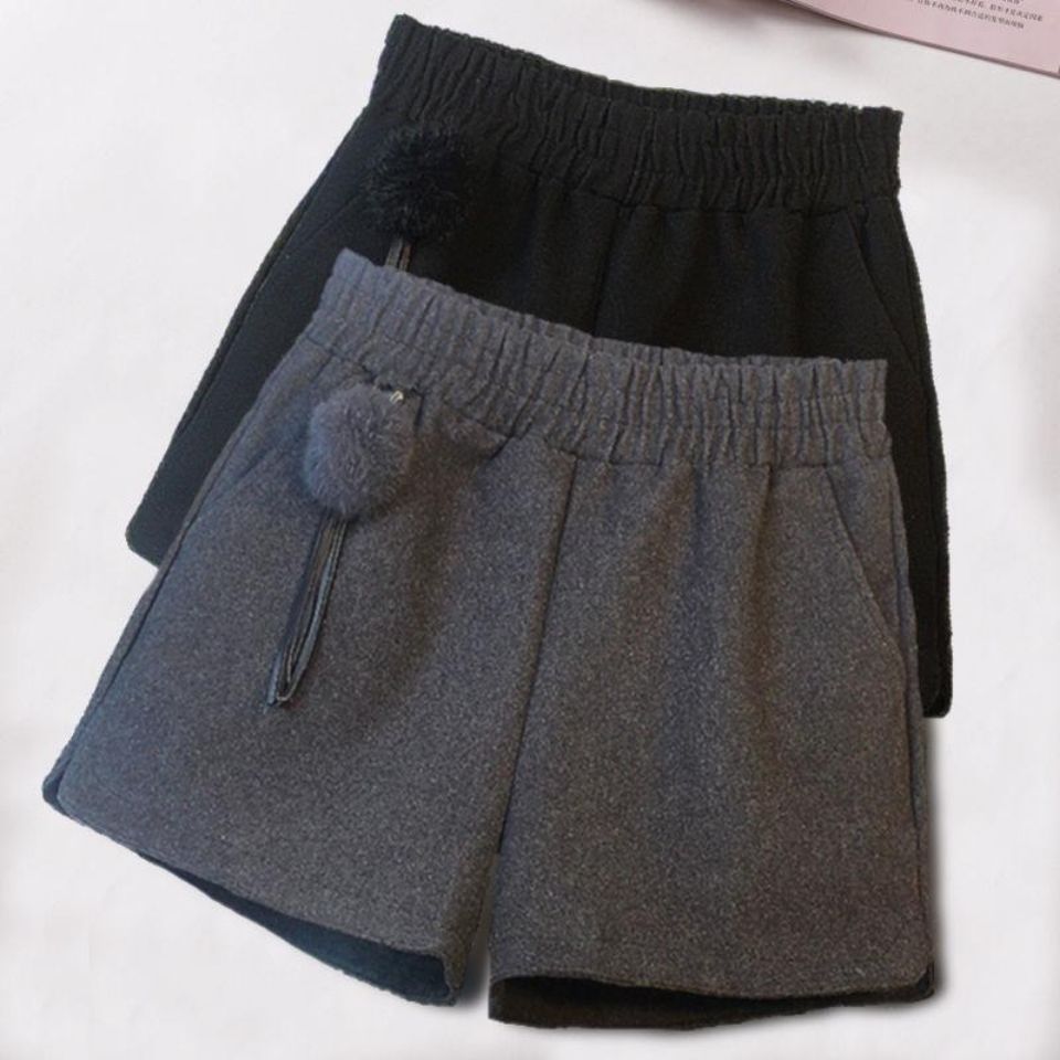 300 kg extra large woollen shorts women's autumn and winter 240 fat mm increase high waist and wear wide leg pants
