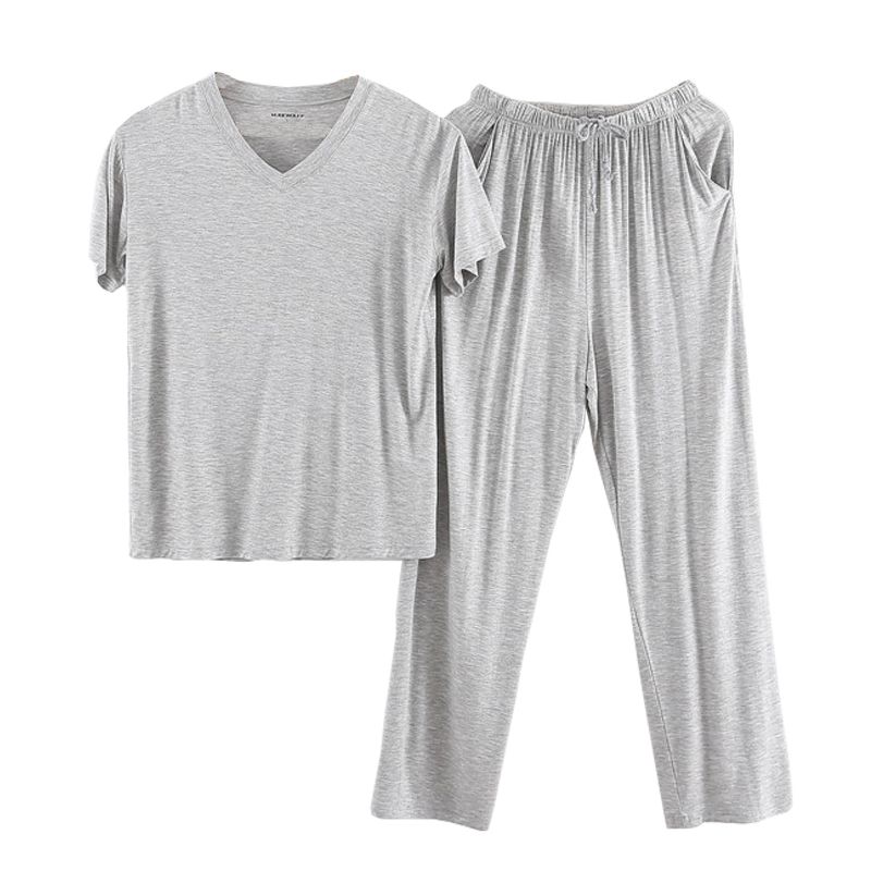 Pajamas men's short sleeve Pants Set modal casual pajamas pajamas home clothes fattening plus size thin dad's clothes